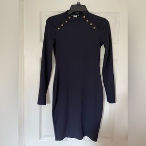 H&M Navy Blue Fitted Dress Women Small Like New